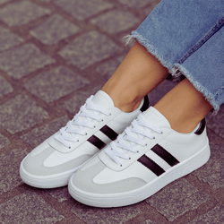 Tênis Casual Couro Premium Confort Branco Preto 2042 - 277 - USE PDK SHOES