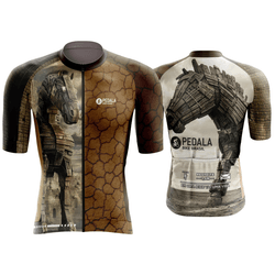 CAMISETA BIKE - CAVALO DE TROIA MOD MARROM - 45 - PEDALA BIKE BRASIL