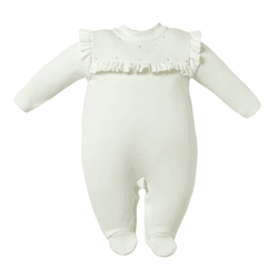 Macacão Bebê Menina Off White Pérolas - Petit Papillon Bebê & Criança