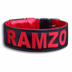 COLEIRA PERSONALIZADA 5cm preta/vermelha com nome ... - PETSPACE