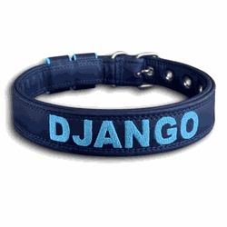 COLEIRA BABY PERSONALIZADA 3cm azul marinho com no... - PETSPACE