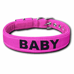COLEIRA BABY PERSONALIZADA 3cm rosa com nome em pr... - PETSPACE