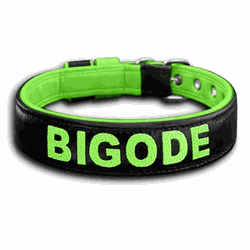 COLEIRA BABY PERSONALIZADA 3cm preta/verde fluores... - PETSPACE