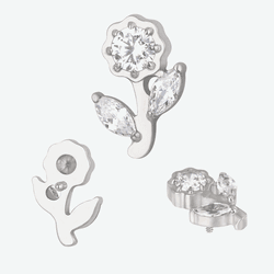  Labret Flor com Pedras Clear Formato Marquise Pol... - Pierce Boutique