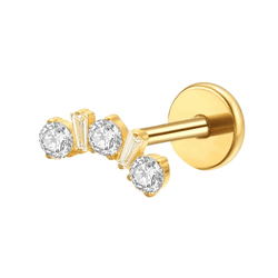 Labret três pedras Zircônias Redondas E duas Pedra... - Pierce Boutique