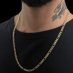 Corrente 3 por 1(2,5mm) - 60cm - Banhado a Ouro 18... - P.O Joias