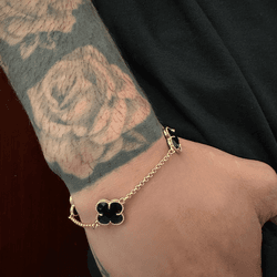 Pulseira Trevo Preto (18cm) - PTP001-18 - P.O Joias