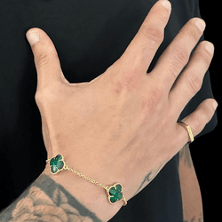 Pulseira Trevo verde(19cm) - Banhado a Ouro 18K - ... - P.O Joias