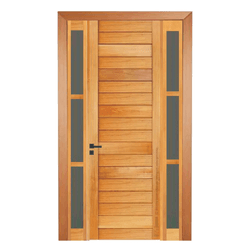 Kit Porta De Madeira Malta 2 Vitrôs Mapaf Natural - Porta & Piso