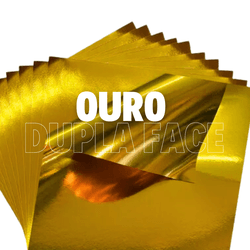 50 folhas Papel Lamicote Dupla Face Ouro... - QPAPEIS