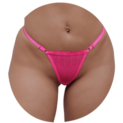 CALCINHA FIO DENTAL ROSA NEON RENDA FRASES COM STRASS TALLYTA - QV STORE