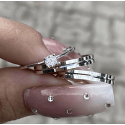 Par De Alianças Em Prata 950 + Anel Solitáro - REINOAUI