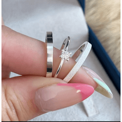 Par De Alianças Em Prata 950 + Anel Solitáro - REINOAUI