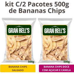 Kit C/ 2 pacotes de Banana Chips de 500g cada sabo... - ALX MARKET