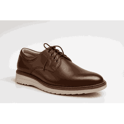 Sapato Casual Bergamo Couro Legítimo Café - RETA OPOSTA CALÇADOS