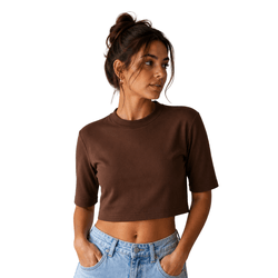 Cropped Oversized Feminino Marrom - CROPPED OVER M... - RIBEIRO STORE