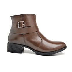 Bota Feminina De Couro Cano Curto 3001 Café - Rilu Fashion