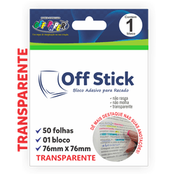 OFF STICK - TRANSPARENTE COM 5... - Guilan Papelaria e Utilidades