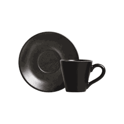 Conjunto 6 Xicaras Cha C/ 6 Pires Stone Black - Cerâmica Scalla