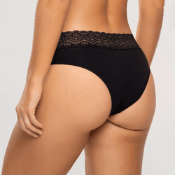 CALCINHA RENDA E ALGODAO - PRETO - CA0035-09 - Sirrê Lingerie