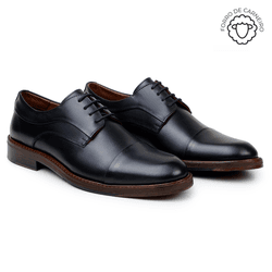 Sapato Masculino Derby Tulsa Couro Preto - SOPRAFFINO