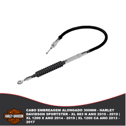 Cabo Embreagem Alongado 300mm - Harley Davidson Sportster - Xl 883 N Ano 2010 - 2019 