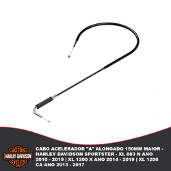 Cabo Acelerador "A" Alongado 150mm Maior - Harley Davidson Sportster Xl 883 N Ano 2010 - 2019