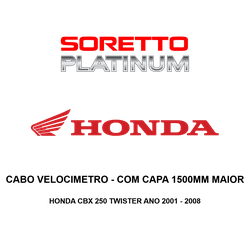 Cabo Velocimetro Alongado Com Capa 1500mm Maior - Honda Cbx 250 Twister Ano 2001 - 2008