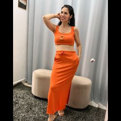 Conjunto Canelado Clara Orange - 00050 - Stefania