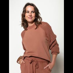 Blusa Moletom c/ Tricot Biamar - Mocha Mousse - 11... - STILOMOR