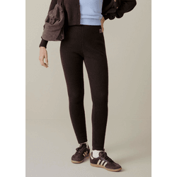 Calça Legging Fio Nuvem Canelada Nori Chocolate -... - STILOMOR