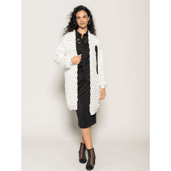 Casaco Alongado em Ponto Vazado c/ Detalhe de Laço... - STILOMOR