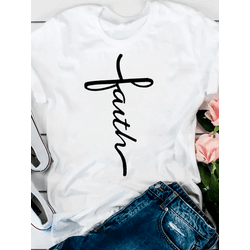 Camiseta Estampada Frente Faith Letra Cursiva - FA... - Atacado Leandrinho