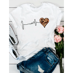 Camiseta Estampada Frente Coração Textura Onça - C... - Atacado Leandrinho