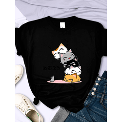 Camiseta Estampada Frente Gatinhos e Ratinho Color... - Atacado Leandrinho