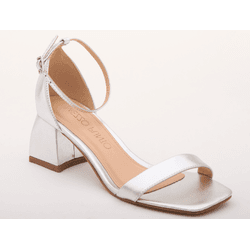 SANDÁLIA COURO CRISTAL PRATA - Mezzo Punto