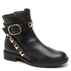 BOTA ROCKSTUD COURO CABRA PRETO/OURO - Mezzo Punto