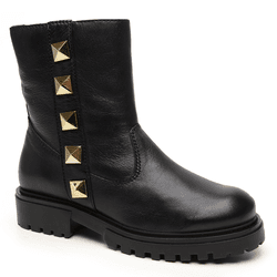COTURNO SPIKE EM COURO PRETO - Mezzo Punto