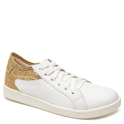 TÊNIS COURO BRANCO GLITTER DOURADO - Mezzo Punto