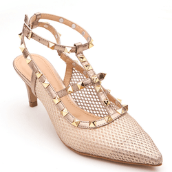SCARPIN SLINGBACK MALHA OURO - Mezzo Punto