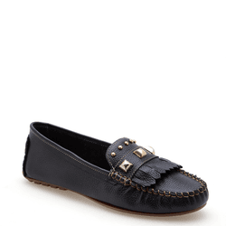 MOCASSIM EM COURO PREMIUM PRETO COM SPIKES - Mezzo Punto
