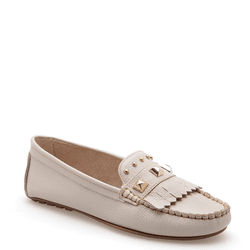 MOCASSIM EM COURO PREMIUM OFF WHITE COM SPIKES - Mezzo Punto