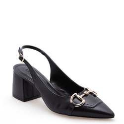 SCARPIN SLINGBACK COURO PRETO - Mezzo Punto