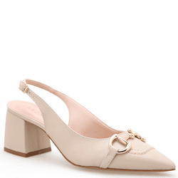 SCARPIN SLINGBACK EM COURO PREMIUM OFF WHITE - Mezzo Punto