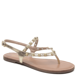 SANDÁLIA RASTEIRA COURO CRISTAL OURO - Mezzo Punto