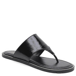 SANDÁLIA RASTEIRA COURO VERNIZ CRINKLE PRETO - Mezzo Punto