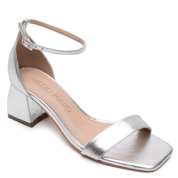 SANDÁLIA COURO CRISTAL PRATA - Mezzo Punto