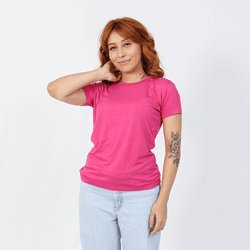 Camiseta Baby Look Viscolycra Feminina Rosa - TechMalhas