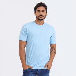 Camiseta Masculina Básica Lisa Azul Bebê - TechMalhas