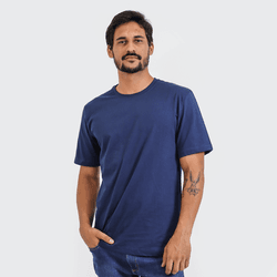 Camiseta Masculina Básica Lisa Azul Marinho - TechMalhas